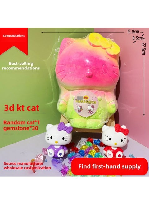 Ultraman Archaeological Digging Toys Blind Box Archaeological Dinosaur Fossils Children's Archaeological Educational Digging Gem Stall-Color:Three-dimensional Kt Cat [large Size]❤/60 Pieces Per Box