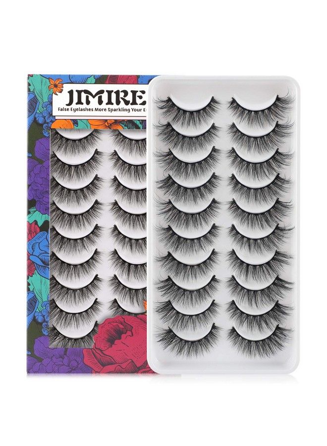 JIMIRE 10 Pairs Fake Eyelashes Fluffy Natural False Lashes CatEye Lashes Pack - Image 1
