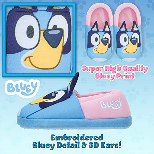 Bluey Girls Slippers, 3D Non-Slip Cushioned Sole Indoor Shoes - Gift For Kids, (Blue/Pink, 10.5) - Image 4