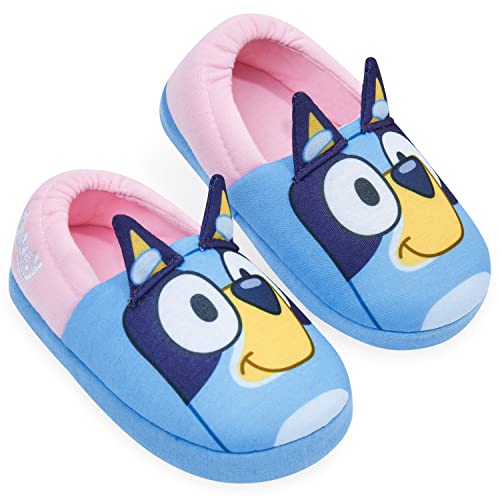 Bluey Girls Slippers, 3D Non-Slip Cushioned Sole Indoor Shoes - Gift For Kids, (Blue/Pink, 10.5) - Image 1