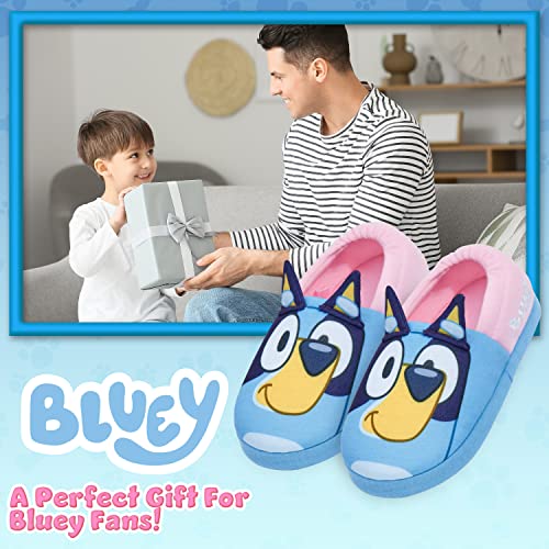 Bluey Girls Slippers, 3D Non-Slip Cushioned Sole Indoor Shoes - Gift For Kids, (Blue/Pink, 10.5) - Image 3