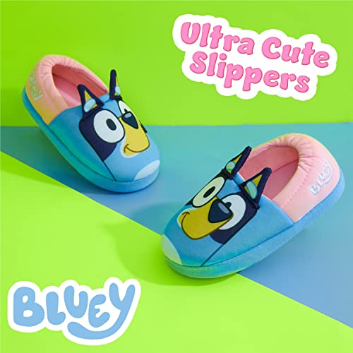 Bluey Girls Slippers, 3D Non-Slip Cushioned Sole Indoor Shoes - Gift For Kids, (Blue/Pink, 10.5) - Image 2