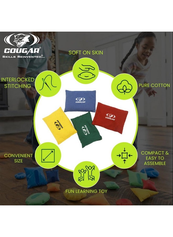COUGAR Mini Toy Cotton Educational Bean Bags with Superior and Premium Cotton Fabric for Hand Toss Games and Kids Fun Activities (Pack of 4) 10 cm x 10 cm - Image 3
