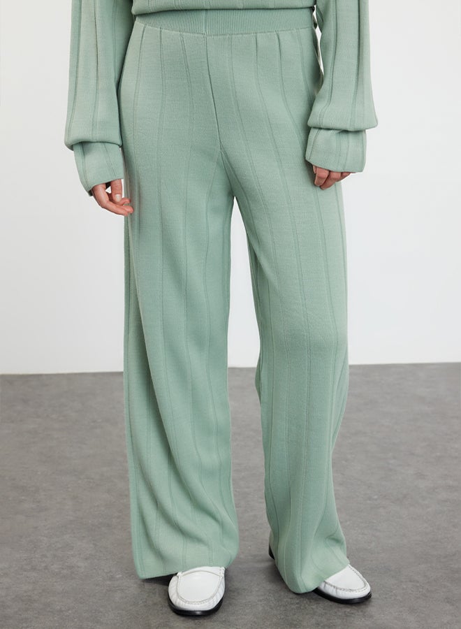 trendyol Polo Collar Mint Knitwear Set - Corded Knitted Bottom-Top Set - Image 4