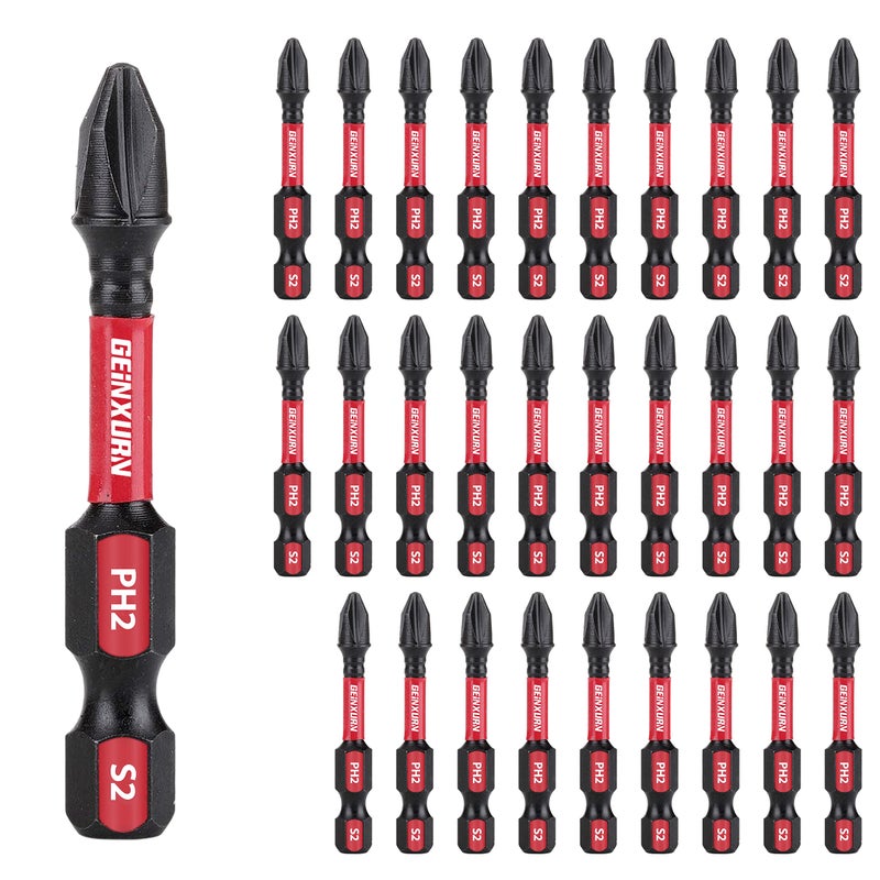 Geinxurn Impact Tough #2 Phillips 2 in. Insert Driver Bits,30Pack Bulk PH2 Screwdriver Bits Set - Image 1