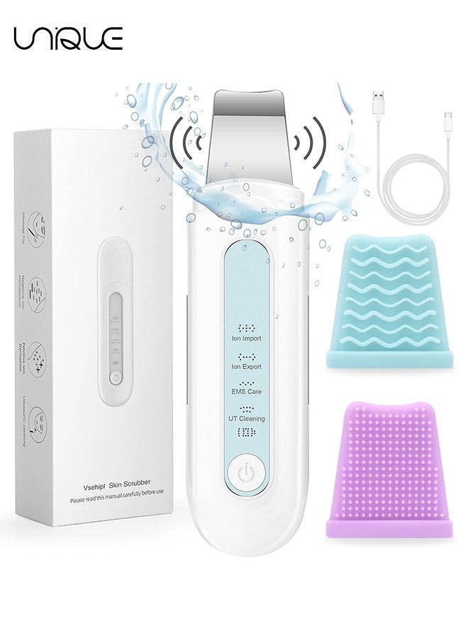 يونيك جهاز تنظيف الجلد بالموجات فوق الصوتية - منظف المسام ملعقة لبشرة الوجه مزيل الرؤوس السوداء أداة شد الجمال للوجه - مع 4 أوضاع أداة العناية بالتنظيف العميق للوجه مع حالتين من السيليكون - Image 1