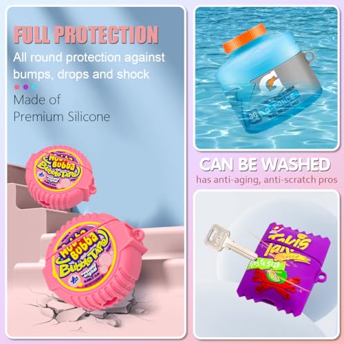 FGERWZ Cute Case for Airpods 3 Case 3-Pack, 3D Cartoon Kawaii Silicone Case for Airpods 3rd Generation Case Funny Food Design with Cleaner Kit/Keychain/Lanyard (Sport Water+Purple Potato+Bubble Gum) - Image 3