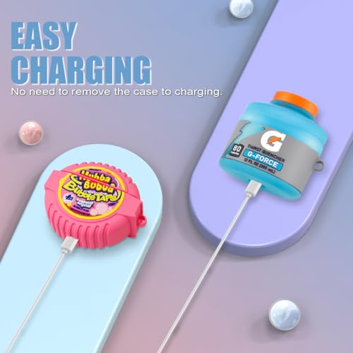 FGERWZ Cute Case for Airpods 3 Case 3-Pack, 3D Cartoon Kawaii Silicone Case for Airpods 3rd Generation Case Funny Food Design with Cleaner Kit/Keychain/Lanyard (Sport Water+Purple Potato+Bubble Gum) - Image 4
