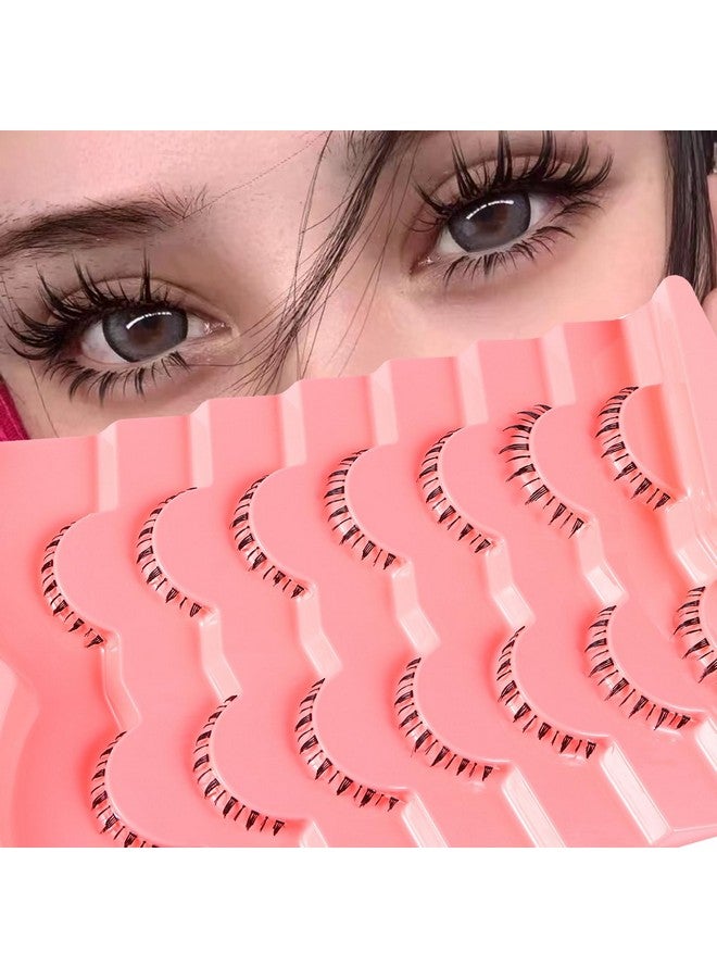 Outopen 7 Pairs Bottom Lashes Clear Band Wispy Natural Look Lashes Japanese Manga Style Spiky Anime Lower Lashes Dramatic Diy Cosplay Bottom Eyelashes Reusable (A01) - Image 1