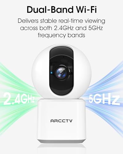 ARCCTV Cameras for Home Security, Pet Camera with WiFi 6&5GHz/2.4GHz, Motion Tracking Never Miss a Moment, 2-Way Audio, Night Vision, Compatible with Alexa Upgrades Your Idoor Security - Image 2