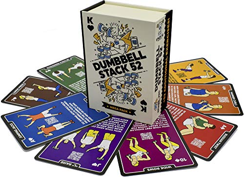 Stack 52 Dumbbell Exercise Cards Workout Playing Card Game Video Instructions Included Perfect for Training with Adjustable Free Weight Sets and Home Gym Fitness 2019 Mega Pack - Image 1