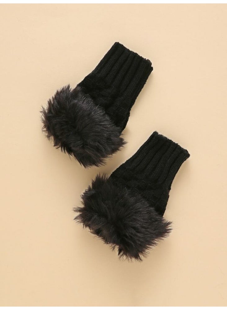 Premium Faux Fur Fingerless Gloves - Stylish Winter Hand Warmers - Image 2
