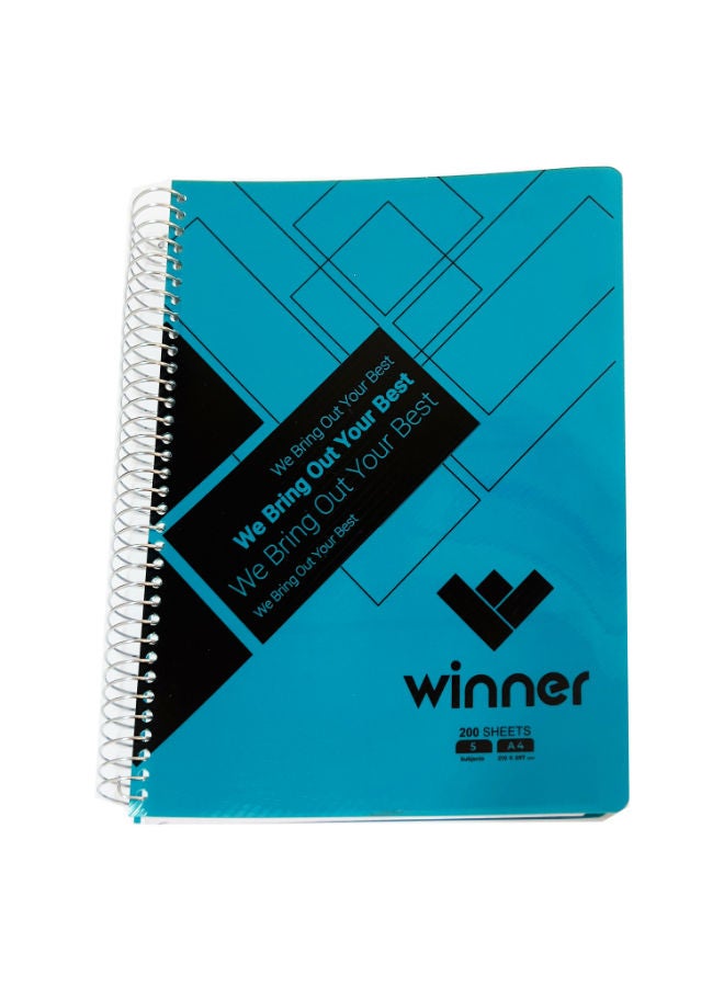 5 Subjects Notebook - A4 - 200 Sheets - Plastic Cover