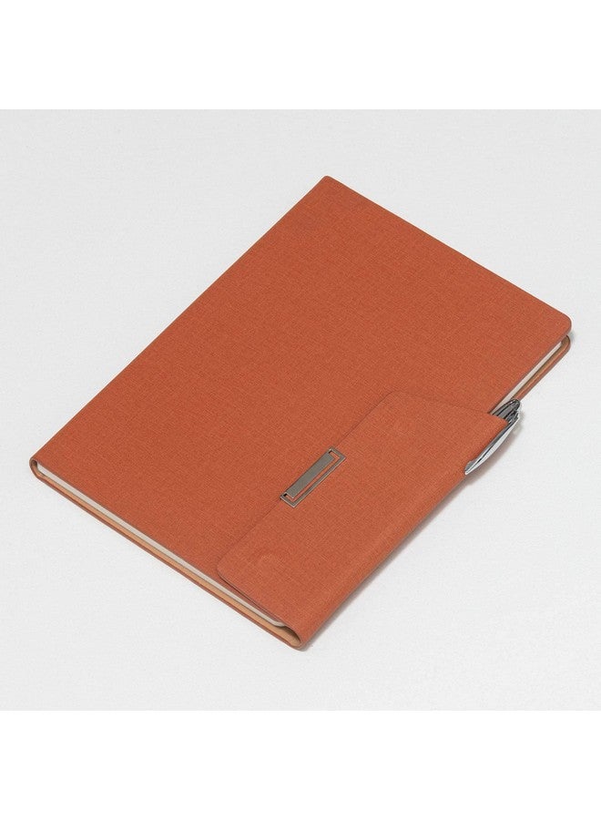 REGAL Signature A-5 PU Leather Business Notebook Diary Journal, Magnetic Flap Closure with sleek metal accessory,192 pages, 80 gsm (Sienna Brown) - Image 3