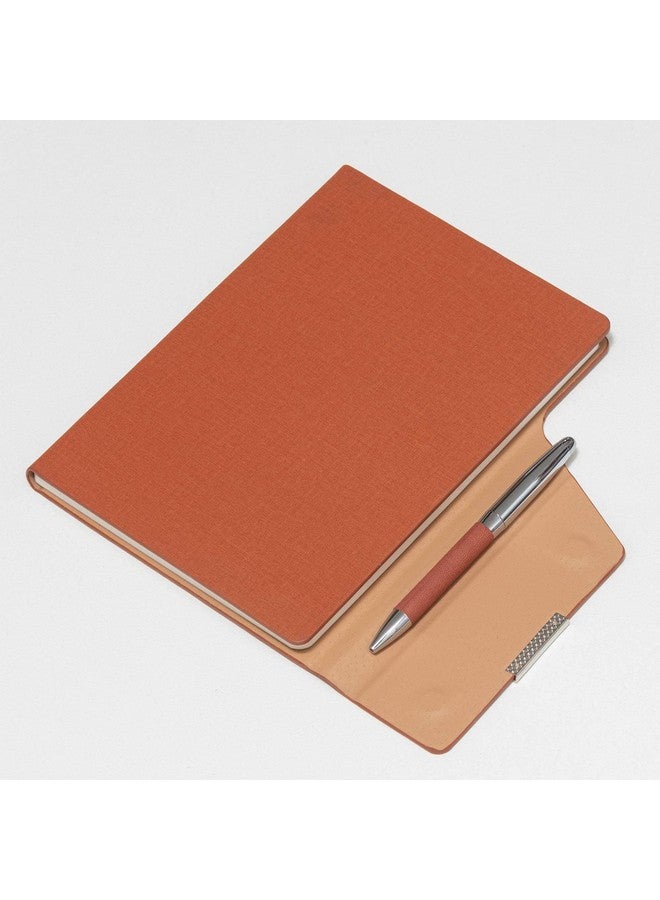 REGAL Signature A-5 PU Leather Business Notebook Diary Journal, Magnetic Flap Closure with sleek metal accessory,192 pages, 80 gsm (Sienna Brown) - Image 4