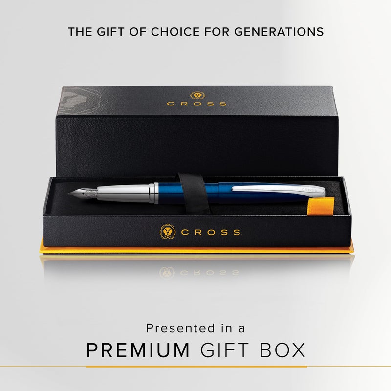 Cross ATX Refillable Fountain Presented in a Luxury Gift Box - Medium Point, Black Ink, Translucent Blue - Image 4