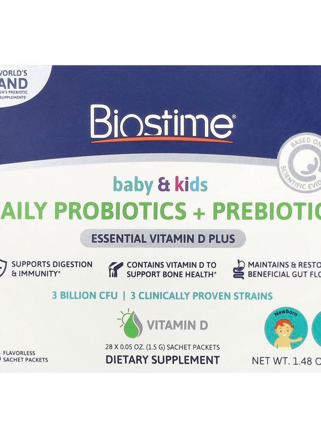 Baby & Kids Daily Probiotics + Prebiotics Newborn to 6 Years Flavorless 28 Sachet Packets 0.05 oz (1.5 g) Each