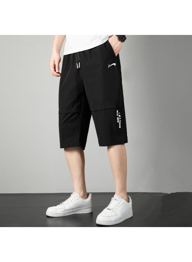 Noble bird Cool Touch】men's Sports Pants, New Summer Style, Youth Comfortable Breathable Elastic Loose-fit Capri Pants For Men - Image 2