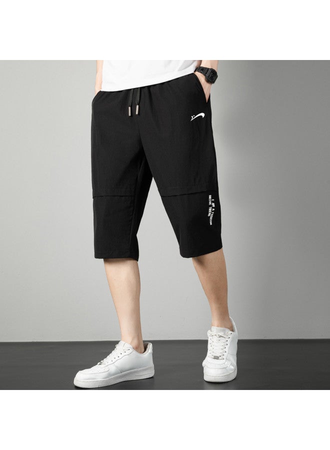 Noble bird Cool Touch】men's Sports Pants, New Summer Style, Youth Comfortable Breathable Elastic Loose-fit Capri Pants For Men - Image 4
