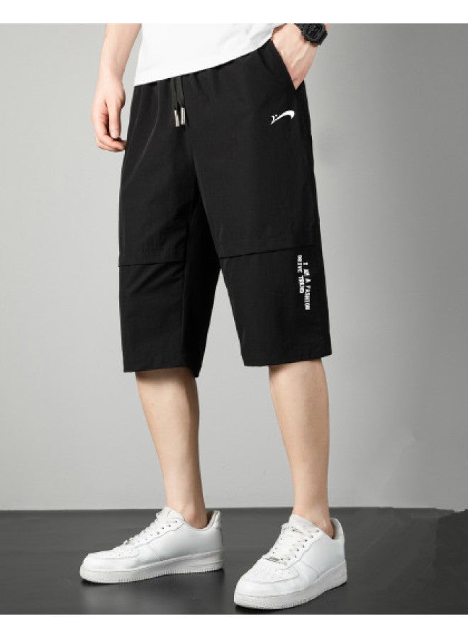 Noble bird Cool Touch】men's Sports Pants, New Summer Style, Youth Comfortable Breathable Elastic Loose-fit Capri Pants For Men - Image 1