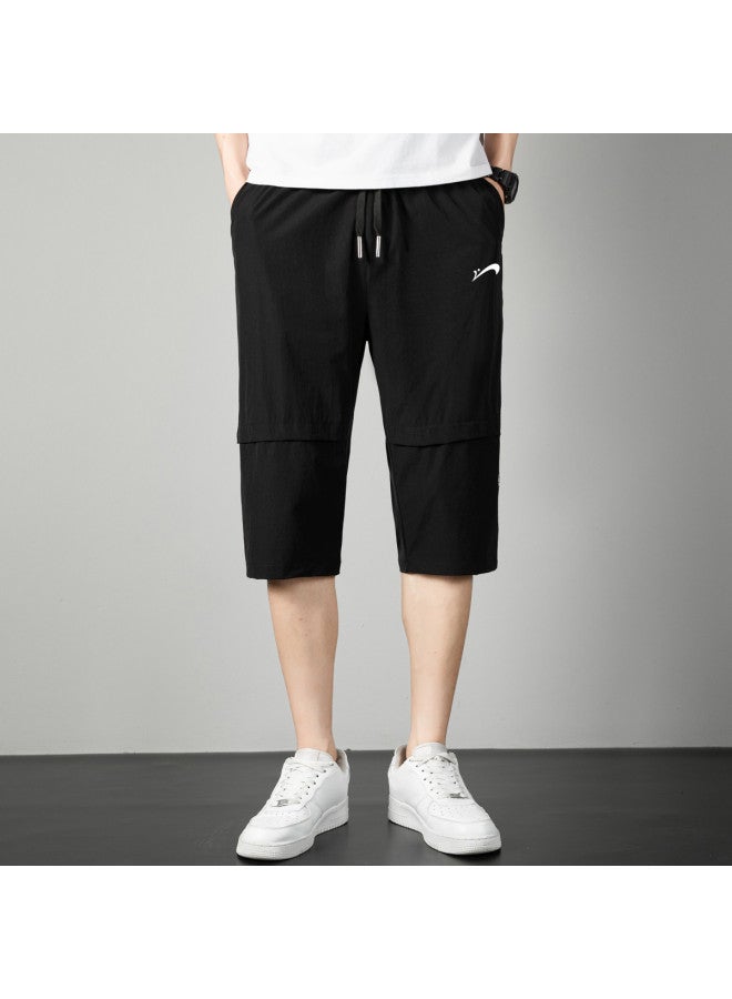 Noble bird Cool Touch】men's Sports Pants, New Summer Style, Youth Comfortable Breathable Elastic Loose-fit Capri Pants For Men - Image 3