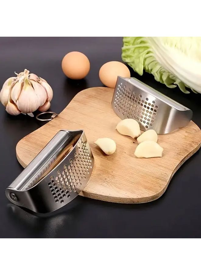 Stainless Steel Garlic Crusher And Slicer Set Dishwasher Safe Easy Clean Kitchen Gadget - Image 5