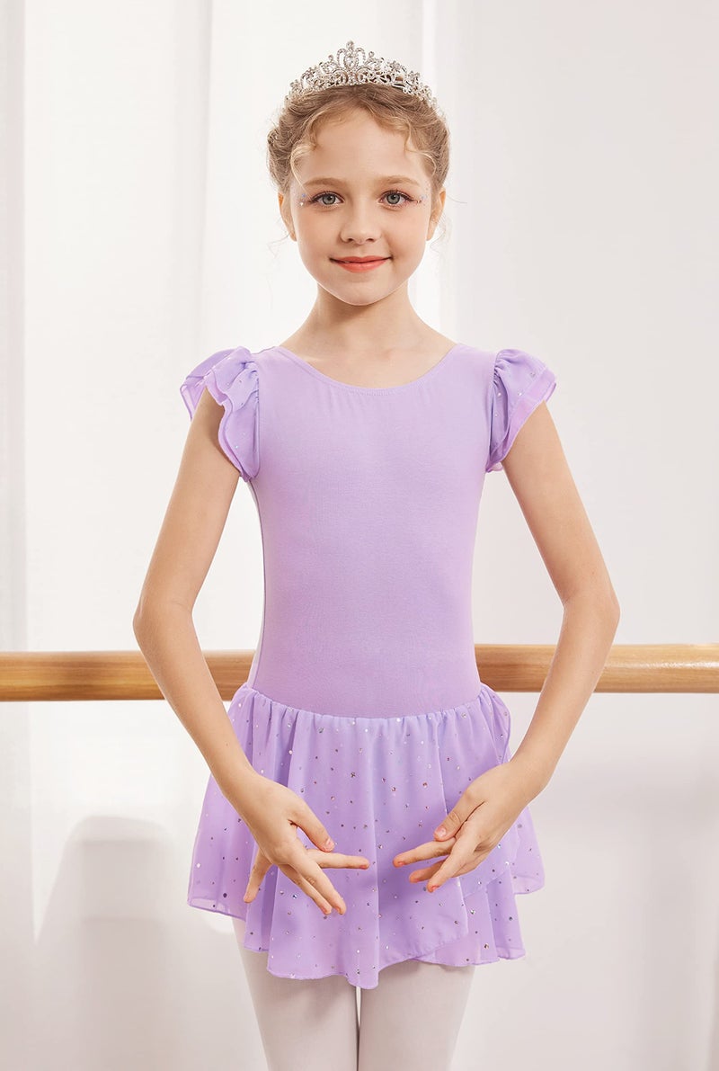 Arshiner Girls Ruffle Sleeve Ballet Dance Dress Crisscross Back Tutu Skirted Leotard - Image 4