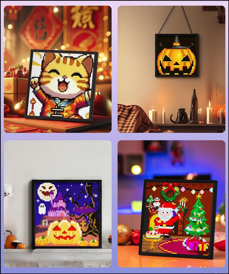 32x32 Pixel LED Digital Photo Frame with WiFi and App Control, Gaming Zone Decor/Pixel Art Display/Social Media Data Panel, Black - Image 5