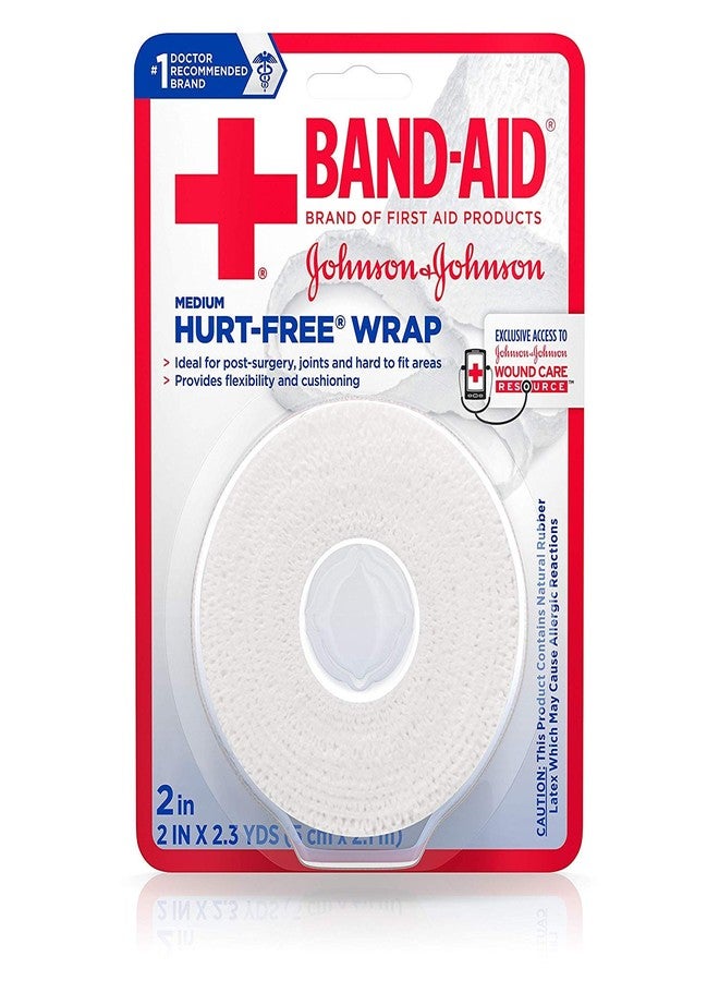 Band-Aid Brand of First Aid Products Hurt-Free Self-Adherent Wound Wrap for Securing Dressings On Post-Surgical Wounds, Joints, or Other Hard-To-Fit Areas, 2 In by 2.3 yd (Pack of 2 - Image 1