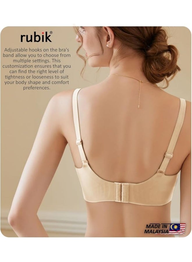 Rubik Seamless Paded Sports Bra Non Wired, Extreemly Comfortable For Yoga Gym Training Running Workout Fitness (Small, Beige) - Image 2