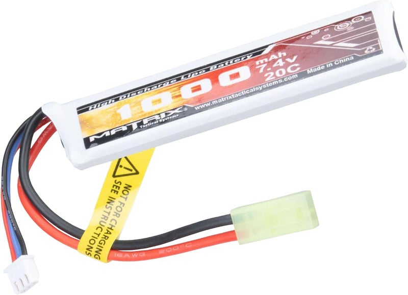 Evike Airsoft - Matrix High Performance 7.4V Stick Type Airsoft LiPo Battery (Model: 1000mAh / 15C / Small Tam & Long Wire) - Image 1