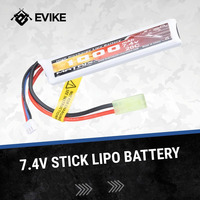 Evike Airsoft - Matrix High Performance 7.4V Stick Type Airsoft LiPo Battery (Model: 1000mAh / 15C / Small Tam & Long Wire) - Image 4