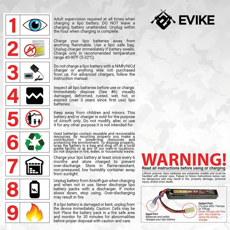 Evike Airsoft - Matrix High Performance 7.4V Stick Type Airsoft LiPo Battery (Model: 1000mAh / 15C / Small Tam & Long Wire) - Image 3