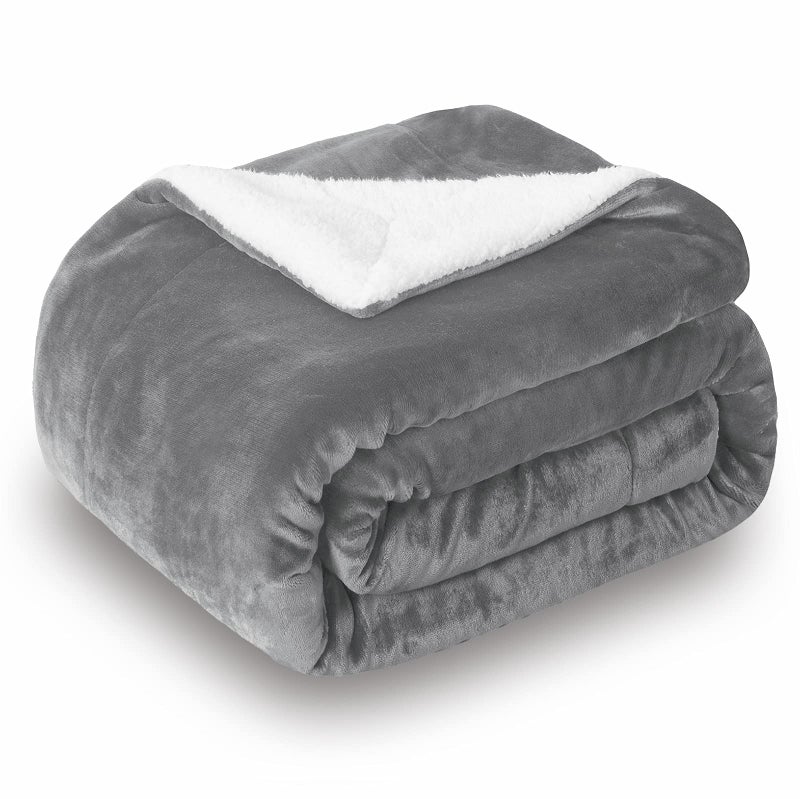 SOCHOW Sherpa Fleece Throw Blanket, Double-Sided Super Soft Luxurious Plush Blanket Throw Size, Grey, 50x60 inches - Image 1