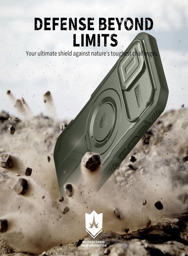 Dexnor for iPhone 17 Case with Slide Camera Cover & Adjustable Kickstand & Built-in Screen Protector, Compatible with MagSafe, Rugged Bumper Cases Heavy-duty Magnetic Protective Cover, Army Green - Image 5