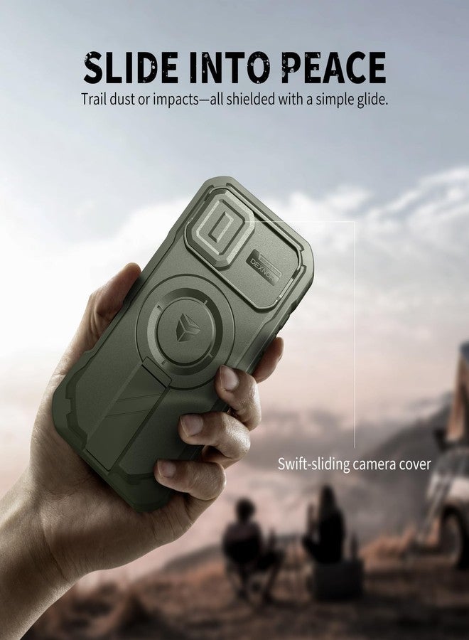 Dexnor for iPhone 17 Case with Slide Camera Cover & Adjustable Kickstand & Built-in Screen Protector, Compatible with MagSafe, Rugged Bumper Cases Heavy-duty Magnetic Protective Cover, Army Green - Image 4