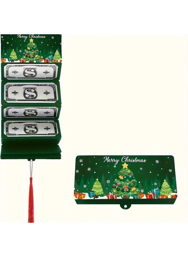 Christmas Cash Bag Gift Card Holder Green Santa Snowflake Tree Design - Image 1