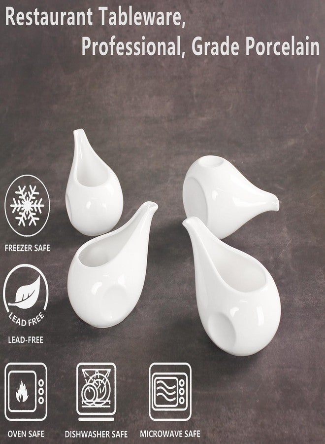 Creativity Home Gravy Boat Small Creamer Pitcher Set, Coffee Milk Gravy Boat, Fine Porcelain With Lip Spout, For Gravy, Warming Sauces, Salad Dressings, Milk, More, Microwave & Freezer Safe (Set of 4) - Image 3