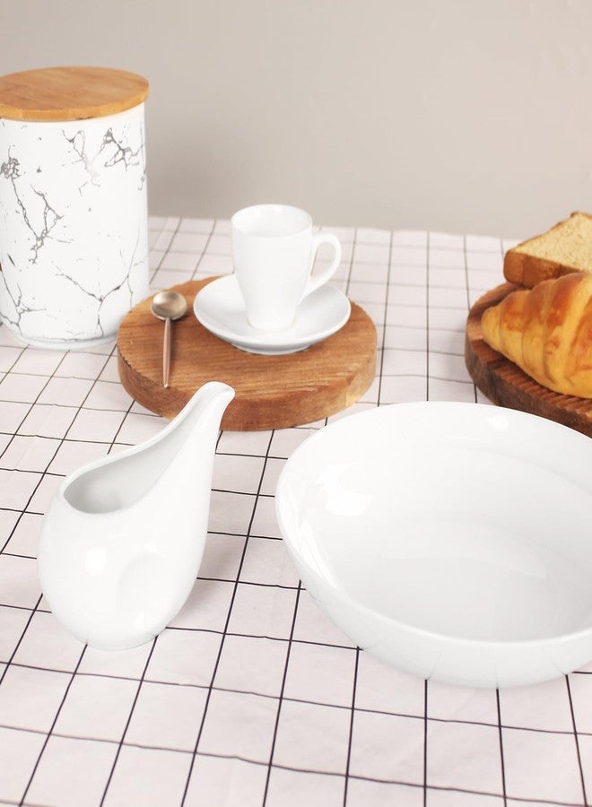 Creativity Home Gravy Boat Small Creamer Pitcher Set, Coffee Milk Gravy Boat, Fine Porcelain With Lip Spout, For Gravy, Warming Sauces, Salad Dressings, Milk, More, Microwave & Freezer Safe (Set of 4) - Image 4