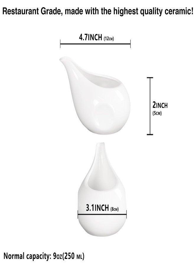 Creativity Home Gravy Boat Small Creamer Pitcher Set, Coffee Milk Gravy Boat, Fine Porcelain With Lip Spout, For Gravy, Warming Sauces, Salad Dressings, Milk, More, Microwave & Freezer Safe (Set of 4) - Image 2