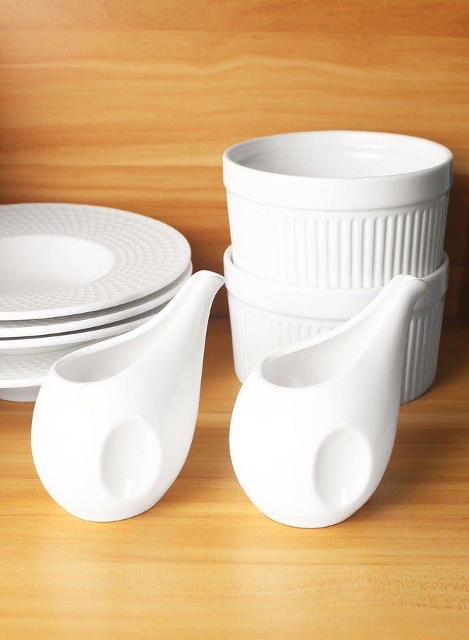 Creativity Home Gravy Boat Small Creamer Pitcher Set, Coffee Milk Gravy Boat, Fine Porcelain With Lip Spout, For Gravy, Warming Sauces, Salad Dressings, Milk, More, Microwave & Freezer Safe (Set of 4) - Image 5