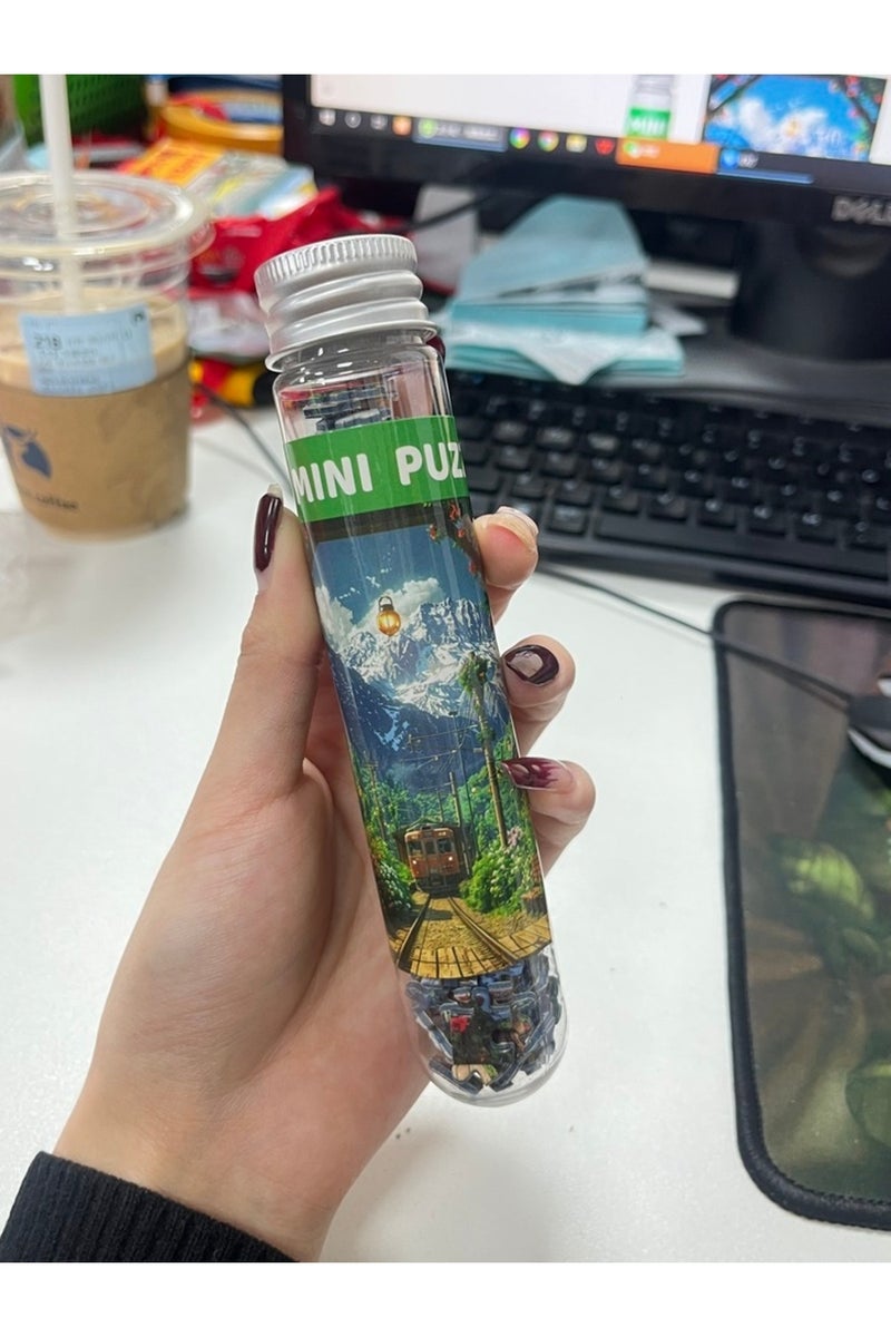 erorex green 150 pieces of "Spring Train" Mini test tube puzzle, adult cartoon puzzle, children's toy mini - Image 2