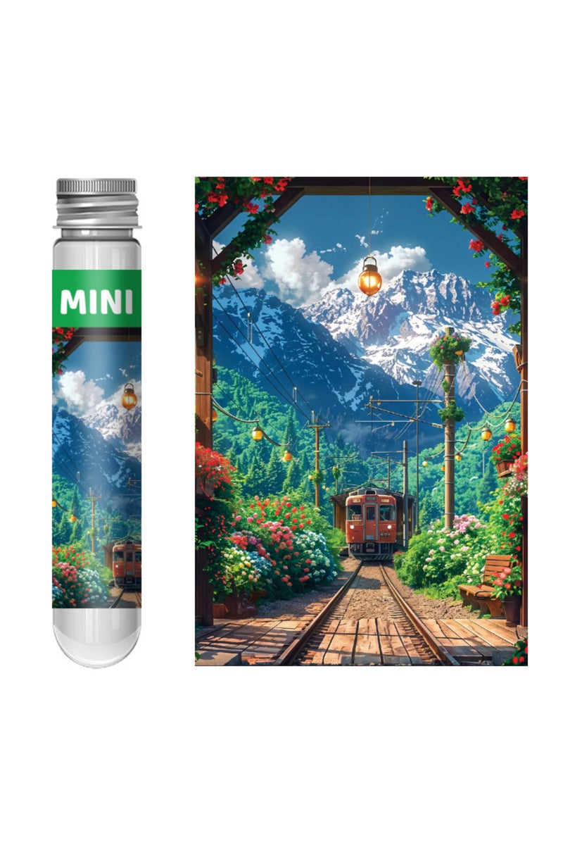 erorex green 150 pieces of "Spring Train" Mini test tube puzzle, adult cartoon puzzle, children's toy mini - Image 1