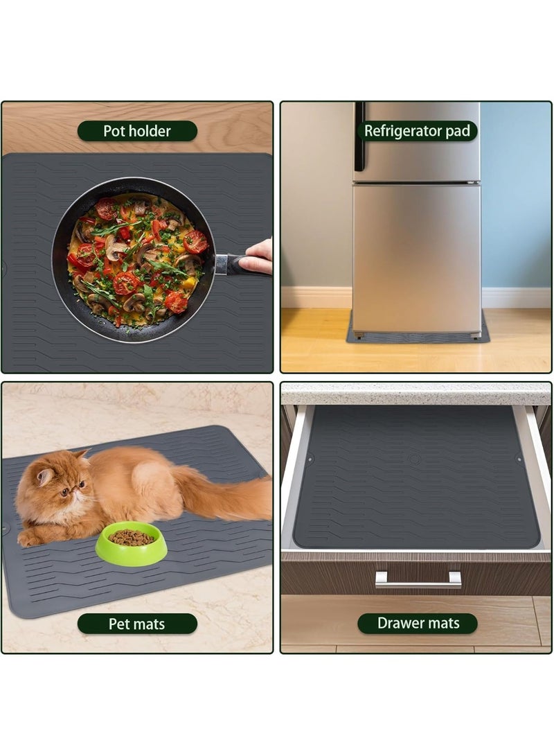 لاكام Silicone Dish Drying Mat, Large Non-Slip Kitchen Mats, Heat-Resistant Counter Protector for Sink, Countertop & Refrigerator, Multi-Purpose Drying Pad & Drawer Liner (47x38cm,Grey) - Image 5