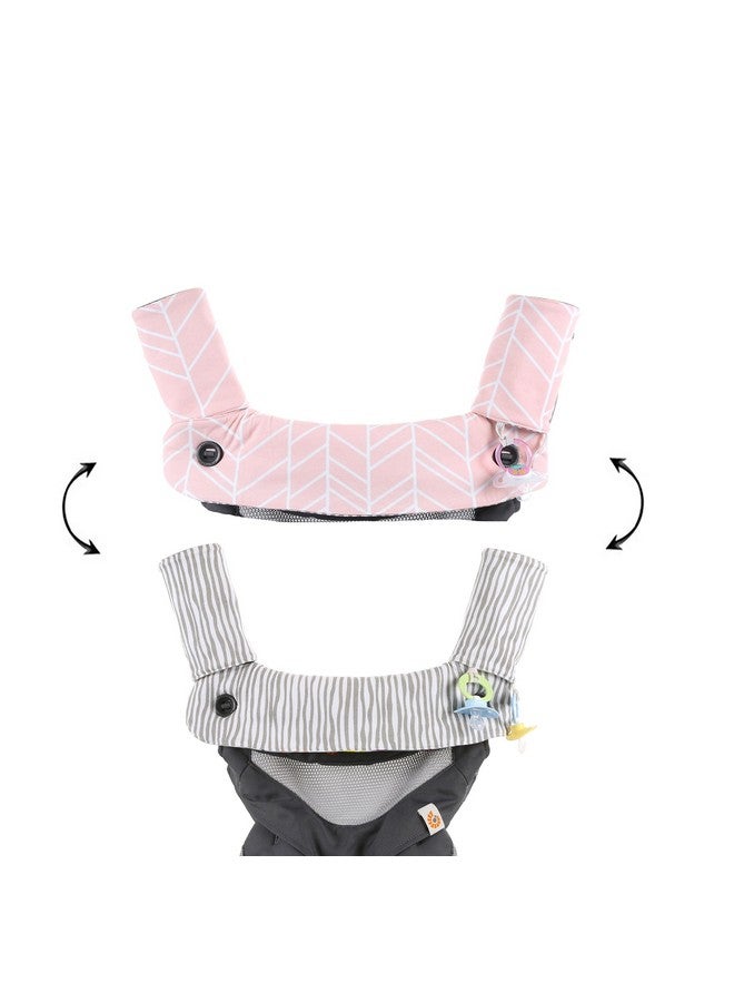 Mila Millie Premium Drool And Teething Reversible Cotton Pad | Fits Ergobaby Four Position 360 + Most Baby Carrier | Pink Herringbone Design | Hypoallergenic | Great Baby Girl Shower Gift By Mila Millie - Image 1
