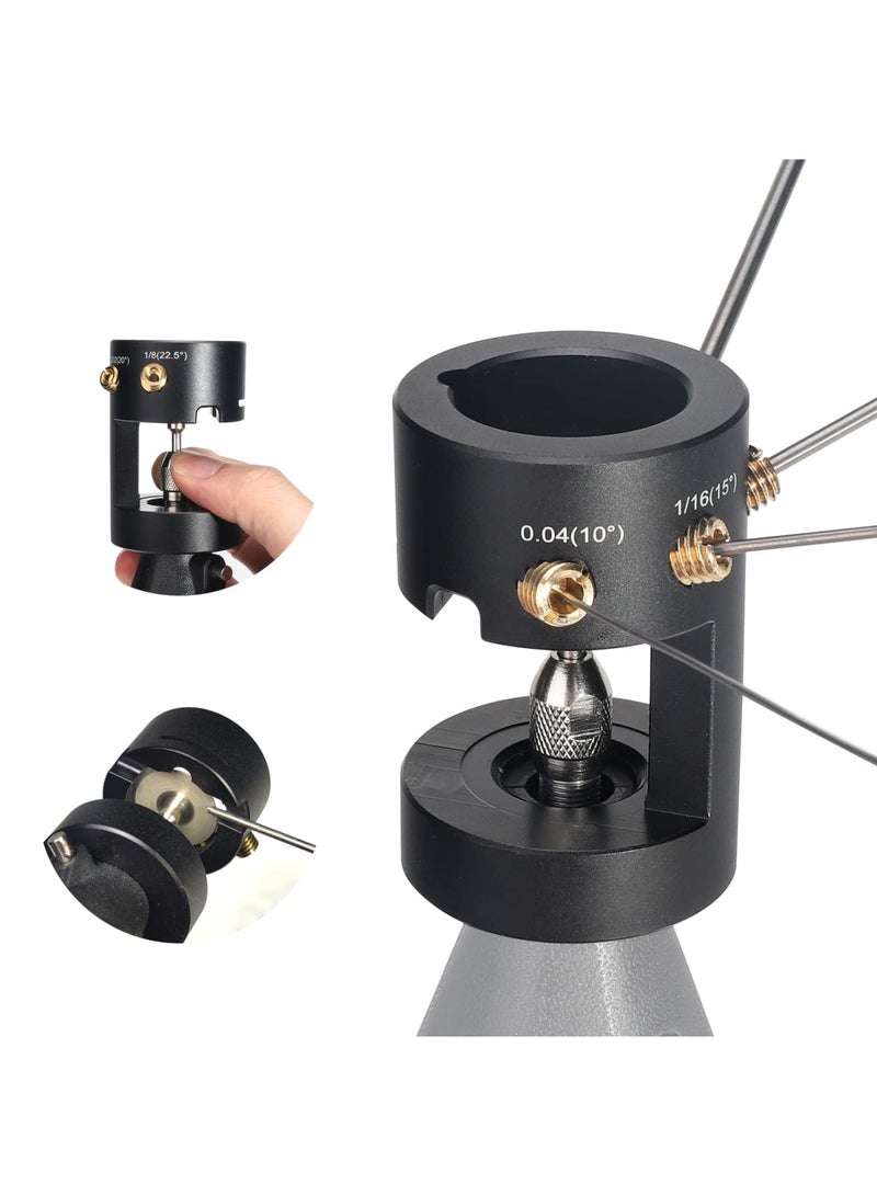 SYOSI Aluminum Tungsten Electrode Sharpener Grinder for TIG Welding - Single Column Open Design with Cut-Off Slot, Multi-Angle & Offsets, Horizontal Hole, 4 Screw Holes, 2 CNC Mandrels, and 5 x 25mm Wheels - Image 1