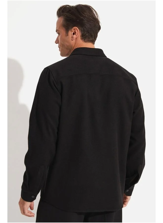 JUNE June Men Regular Fit Snap Shirt Black