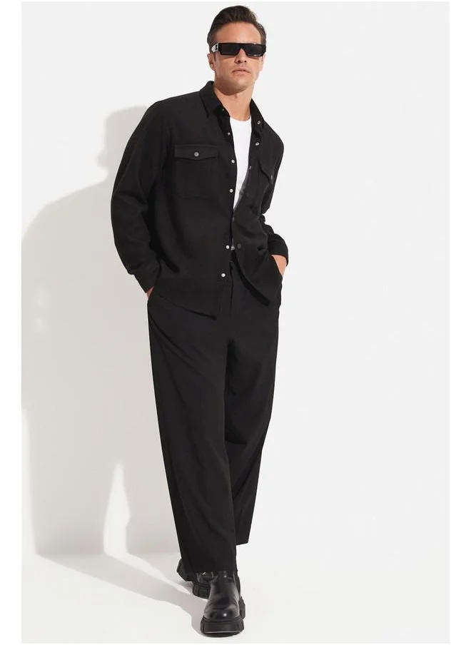 JUNE June Men Regular Fit Snap Shirt Black