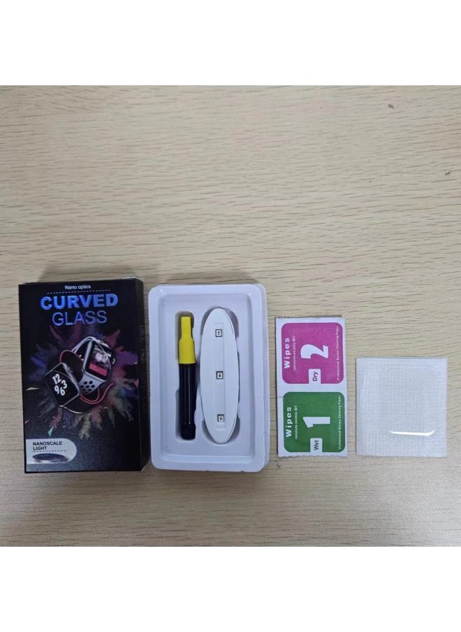 Generic - Suitable For Apple I Watch7 Liquid Uv Watch Film 38 40 42 44 41 45mm Watch Uv Tempered Film-Color:(half Package)-complete Set (packaging Film Glue Lamp Film Sticking Tool)-Size:S10- 42mm (Style) - Image 1