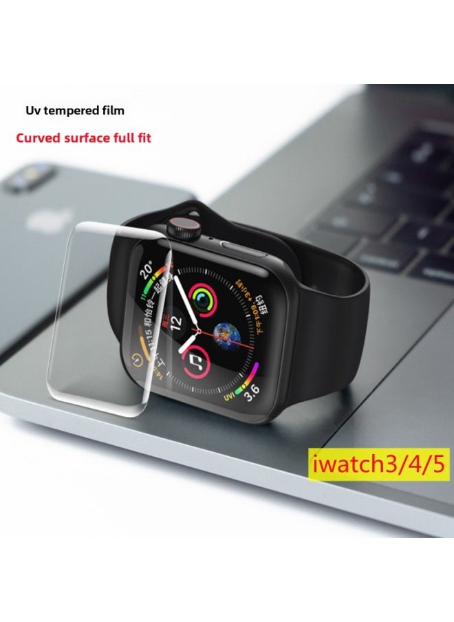 Generic - Suitable For Apple I Watch7 Liquid Uv Watch Film 38 40 42 44 41 45mm Watch Uv Tempered Film-Color:(half Package)-complete Set (packaging Film Glue Lamp Film Sticking Tool)-Size:S10- 42mm (Style) - Image 1
